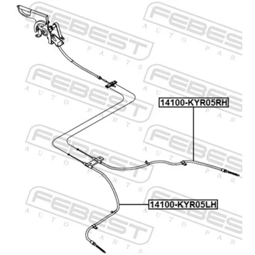 Ťažné lanko parkovacej brzdy 14100-KYR05RH /FEBEST/ - obr. 1