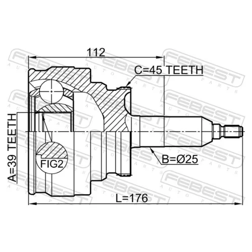 Sada kĺbov hnacieho hriadeľa FEBEST 2110-F150 - obr. 1