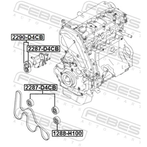 Napinák rebrovaného klinového remeňa FEBEST 2290-D4CB - obr. 1