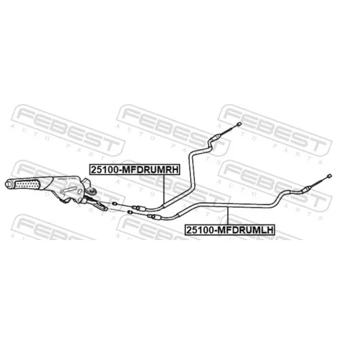 Ťažné lanko parkovacej brzdy FEBEST 25100-MFDRUMLH - obr. 1