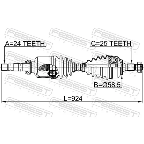 Hnací hriadeľ FEBEST 2514-B7MTRH - obr. 1