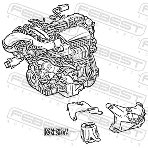 Uloženie motora FEBEST BZM-205RH - obr. 1