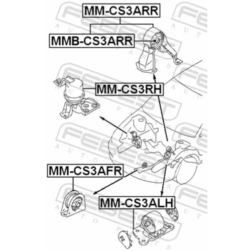 Uloženie motora FEBEST MM-CS3AFR - obr. 1