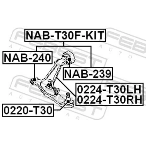 Sada na opravu priečneho závesného ramena FEBEST NAB-T30F-KIT - obr. 1