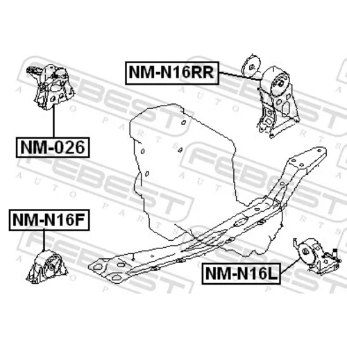 Uloženie motora NM-026 /FEBEST/ - obr. 1