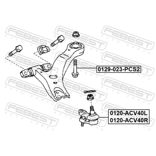 Skrutka pre nastavenie odklonu kolesa FEBEST 0129-023-PCS2 - obr. 1