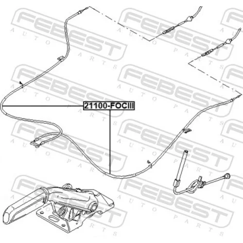 Ťažné lanko parkovacej brzdy FEBEST 21100-FOCIII - obr. 1