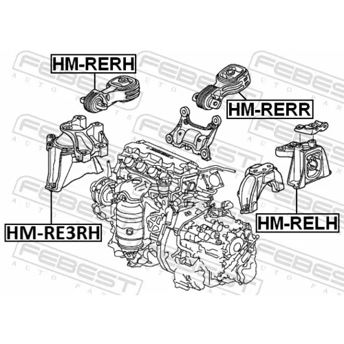 Uloženie motora FEBEST HM-RERH - obr. 1