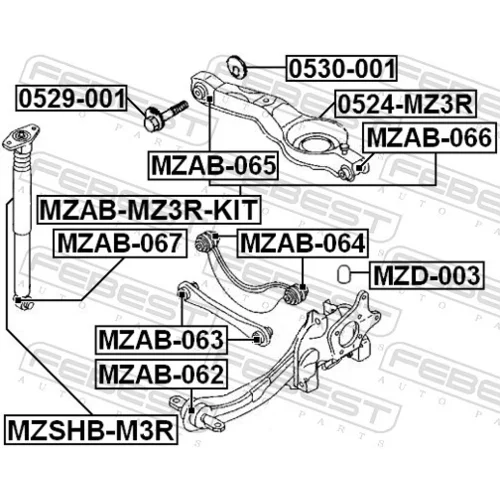 Puzdro, tlmič FEBEST MZAB-067 - obr. 1