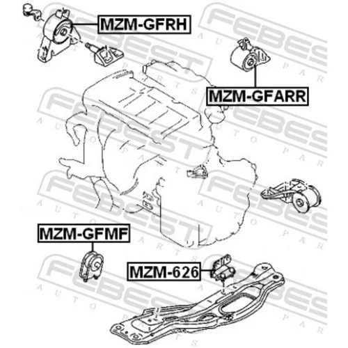 Uloženie motora FEBEST MZM-GFMF - obr. 1