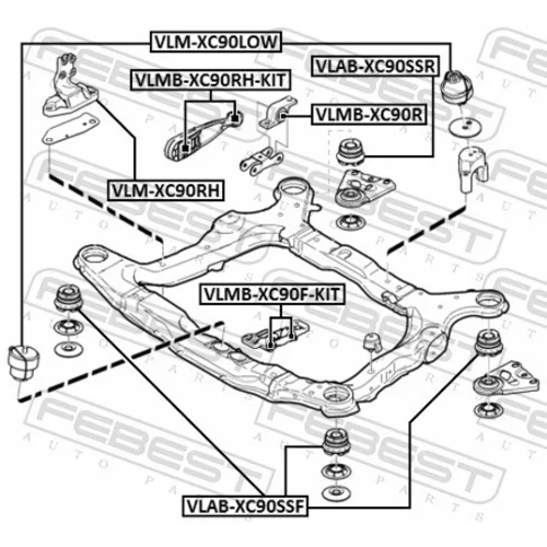 Uloženie motora VLM-XC90LOW /FEBEST/ - obr. 1