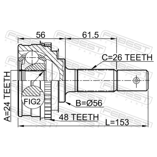 Sada kĺbov hnacieho hriadeľa 0110-009A48 /FEBEST/ - obr. 1