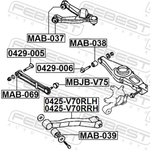 Rameno zavesenia kolies 0425-V70RLH /FEBEST/ - obr. 1