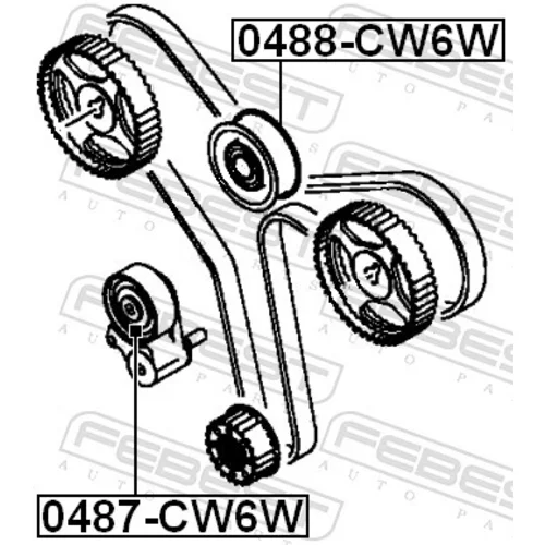 Obehová/vodiaca kladka ozubeného remeňa FEBEST 0488-CW6W - obr. 1