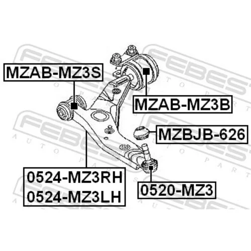 Zvislý/nosný čap 0520-MZ3 /FEBEST/ - obr. 1