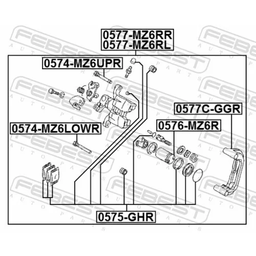 Sada držiakov brzd. strmeňov 0577C-GGR /FEBEST/ - obr. 1