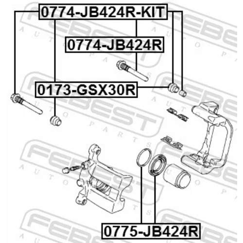 Sada vodiacich puzdier brzdového strmeňa FEBEST 0774-JB424R-KIT - obr. 1