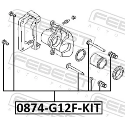 Vodiaci čap brzdového strmeňa FEBEST 0874-G12F-KIT - obr. 1