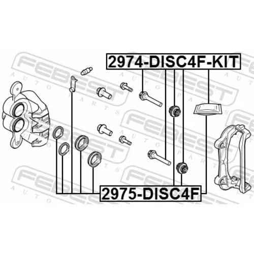 Vodiaci čap brzdového strmeňa FEBEST 2974-DISC4F-KIT - obr. 1