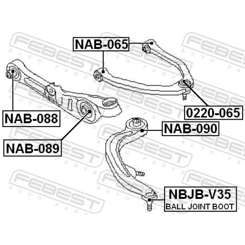 Súprava na opravu, zvislý/vodiaci kĺb FEBEST NBJB-V35 - obr. 1