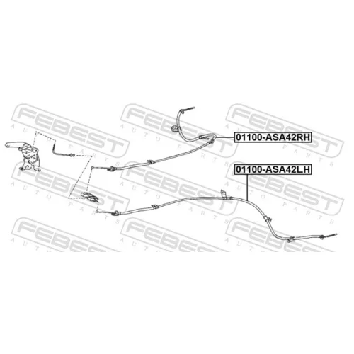 Ťažné lanko parkovacej brzdy FEBEST 01100-ASA42RH - obr. 1
