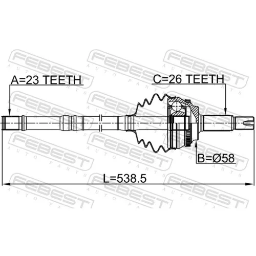 Sada kĺbov hnacieho hriadeľa FEBEST 0114-ZZE120A48LH - obr. 1