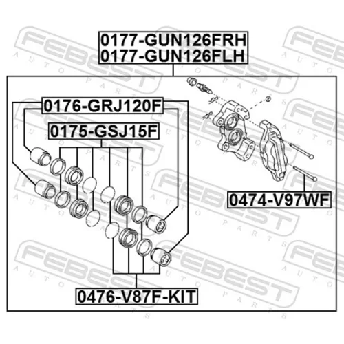 Brzdový strmeň FEBEST 0177-GUN126FRH - obr. 1