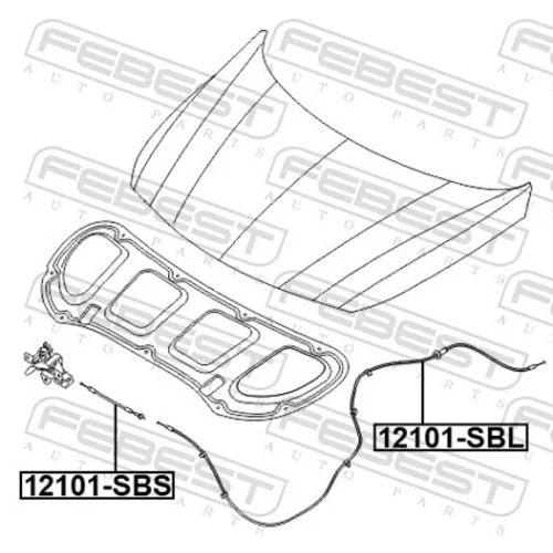 Lanko pre otváranie kapoty motora FEBEST 12101-SBS - obr. 1