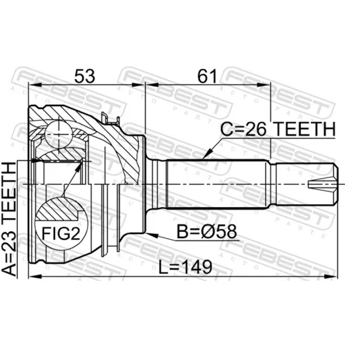 Sada kĺbov hnacieho hriadeľa FEBEST 0110-054 - obr. 1