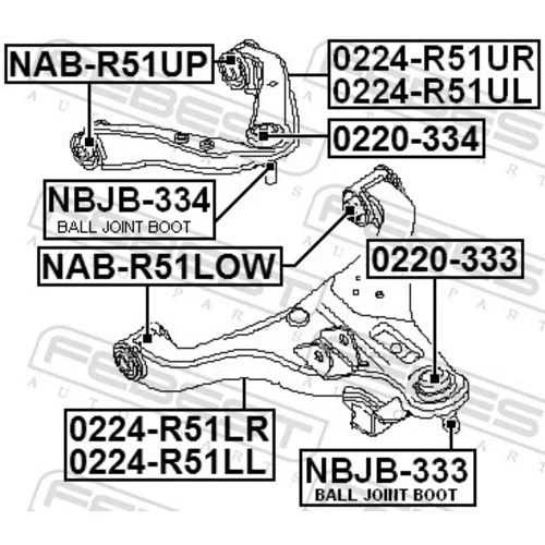 Rameno zavesenia kolies FEBEST 0224-R51UL - obr. 1