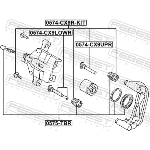 Sada vodiacich puzdier brzdového strmeňa FEBEST 0574-CX9R-KIT - obr. 1