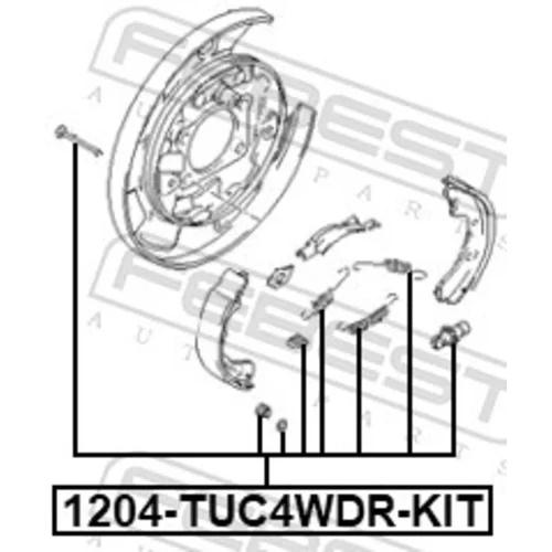 Sada príslušenstva čeľustí parkovacej brzdy FEBEST 1204-TUC4WDR-KIT - obr. 1