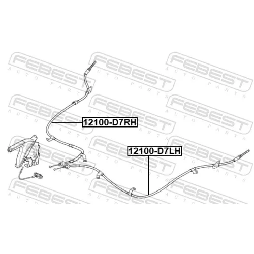 Ťažné lanko parkovacej brzdy FEBEST 12100-D7RH - obr. 1