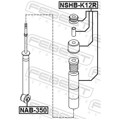 Puzdro, tlmič FEBEST NAB-350 - obr. 1