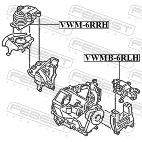 Uloženie motora VWM-6RRH /FEBEST/ - obr. 1