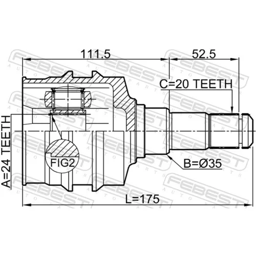 Sada kĺbov hnacieho hriadeľa FEBEST 0111-SXV20LH - obr. 1