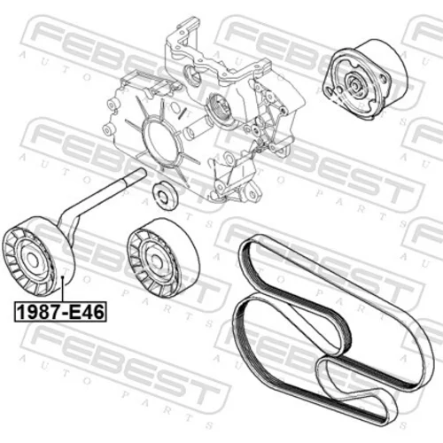 Napínacia kladka rebrovaného klinového remeňa FEBEST 1987-E46 - obr. 1