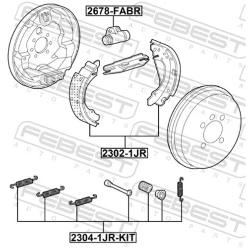 Sada príslušenstva čeľustí parkovacej brzdy FEBEST 2304-1JR-KIT - obr. 1