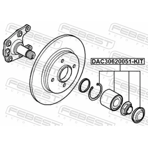 Ložisko kolesa - opravná sada FEBEST DAC30620051-KIT - obr. 1