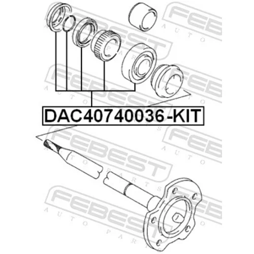 Ložisko kolesa - opravná sada FEBEST DAC40740036-KIT - obr. 1