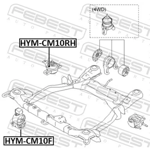 Uloženie motora FEBEST HYM-CM10F - obr. 1