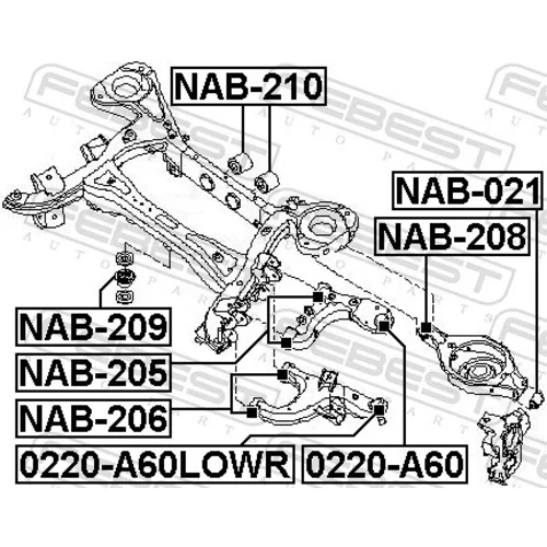 Uloženie, diferenciál FEBEST NAB-210 - obr. 1