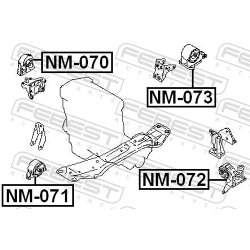 Uloženie motora NM-071 /FEBEST/ - obr. 1