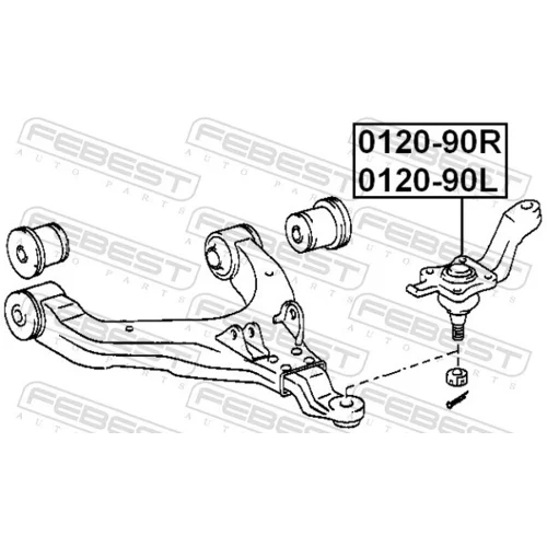 Zvislý/nosný čap FEBEST 0120-90L - obr. 1