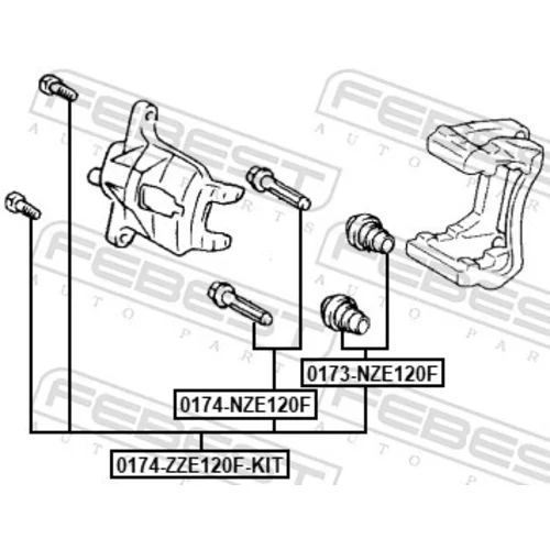 Vodiaci čap brzdového strmeňa FEBEST 0174-ZZE120F-KIT - obr. 1