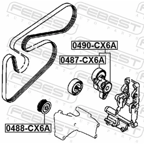 Napinák rebrovaného klinového remeňa FEBEST 0490-CX6A - obr. 1