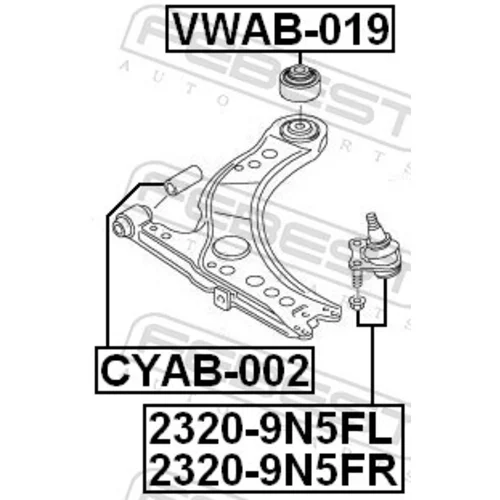 Zvislý/nosný čap FEBEST 2320-9N5FL - obr. 1