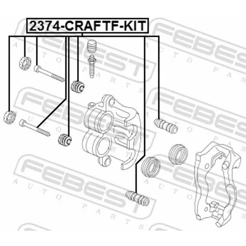 Vodiaci čap brzdového strmeňa FEBEST 2374-CRAFTF-KIT - obr. 1