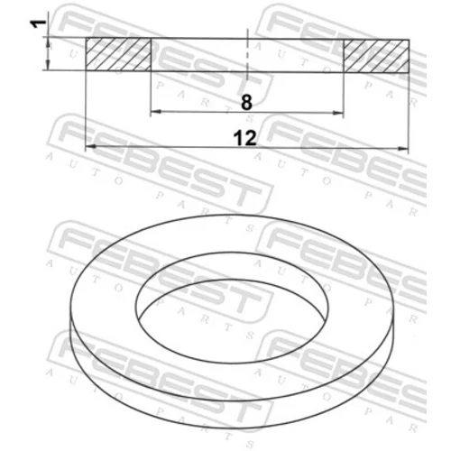 Tesniaci krúžok výpustnej skrutky oleja FEBEST 88430-081210C - obr. 1