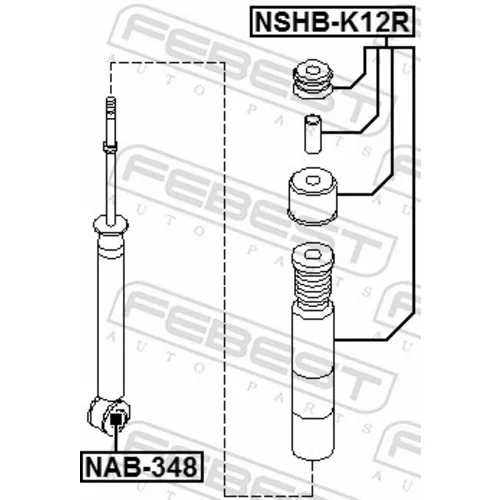 Puzdro, tlmič FEBEST NAB-348 - obr. 1